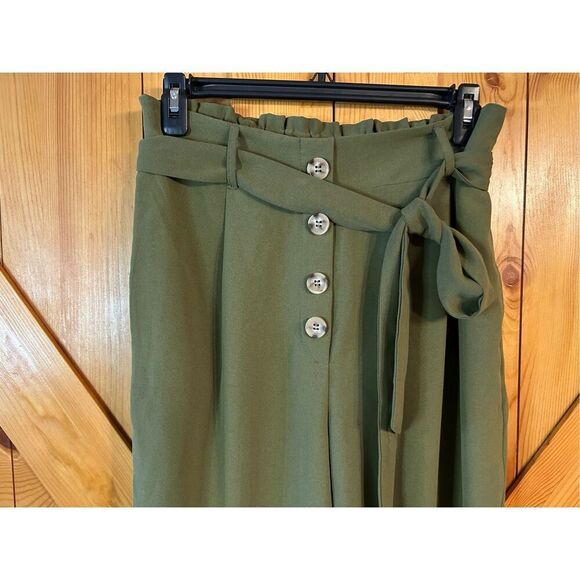 Altar'd State Womens High Waist  Paper Bag Pants Size Medium Army Green  (0968) - Picture 3 of 8